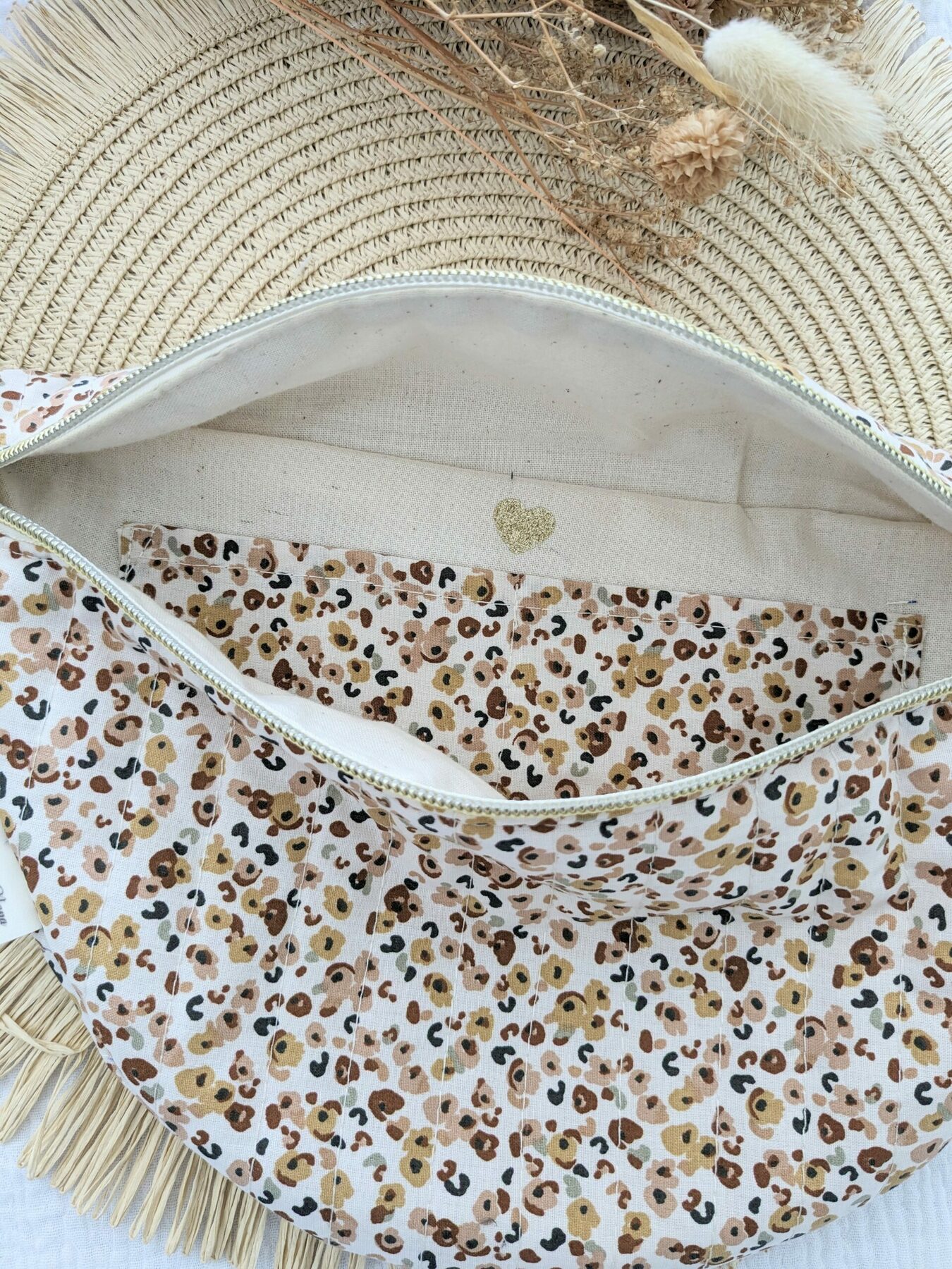 sac banane léopard matelassé, double poche intérieur – Image 2