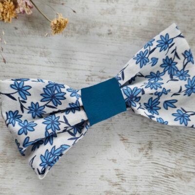 Noeud papillon liberty bicolore bleu