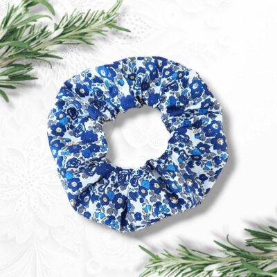 Chouchou Scrunchie FLEURS BLEUES