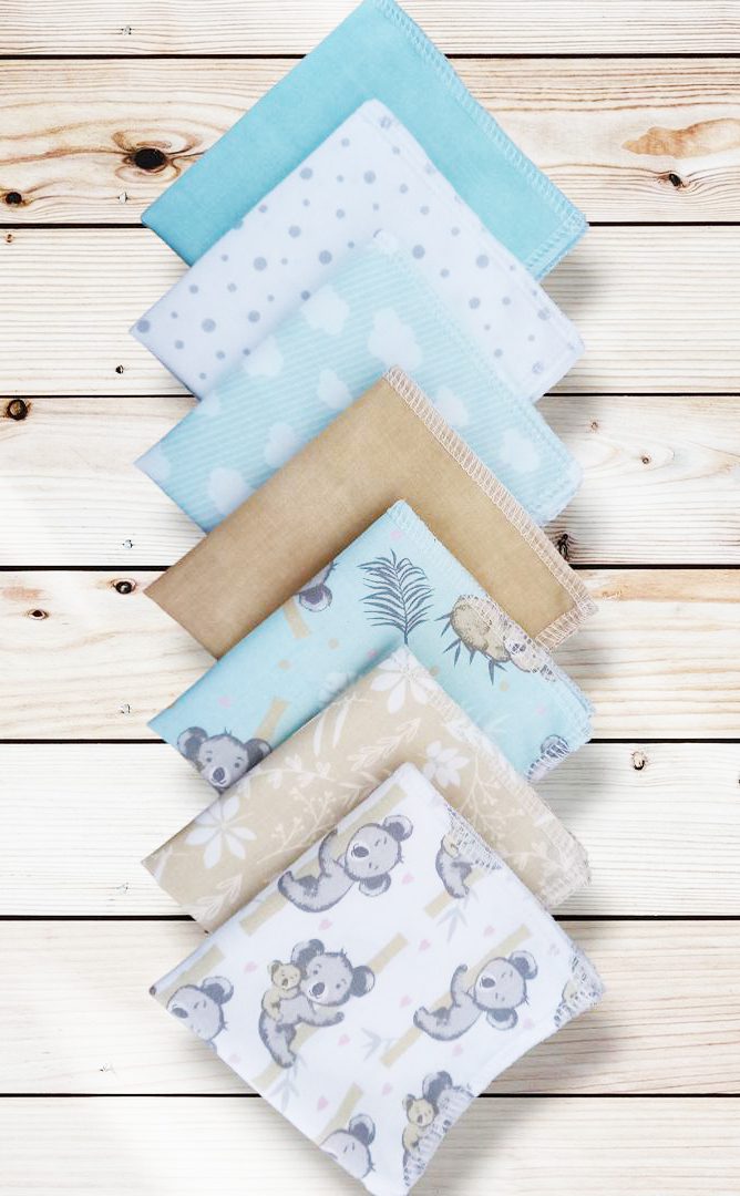 Lot 7 mouchoirs en coton lavables et réutilisables pour enfant KOALA (22 x 22 cm) Mouchoir alternatif et durable - Hanckies