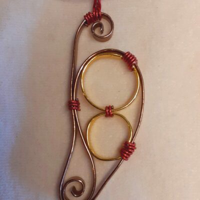 pendentif en aluminium plat - rouge et or