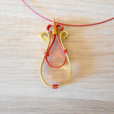 pendentif en aluminium plat - rouge et or