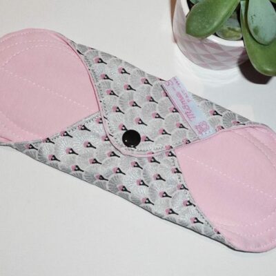 Serviette hygiénique lavable flux normaux à moyens - EVENTAILS ARGENT (M) - Zéro déchet - shl - serviette périodique