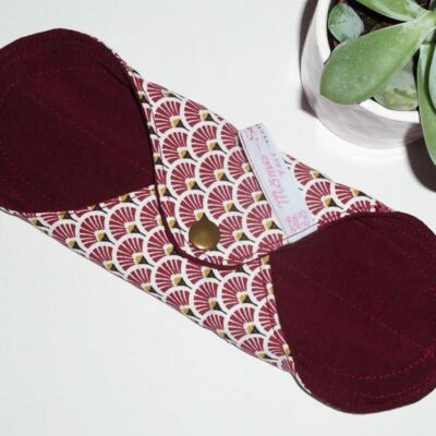 Serviette Hygiénique Lavable pour débuts et fins de cycle à flux normaux - EVENTAILS BORDEAUX (S) - Zéro déchet - shl - serviette périodique