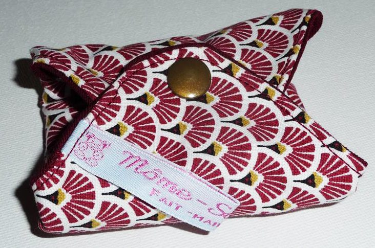 Serviette Hygiénique Lavable pour débuts et fins de cycle à flux normaux - EVENTAILS BORDEAUX (S) - Zéro déchet - shl - serviette périodique