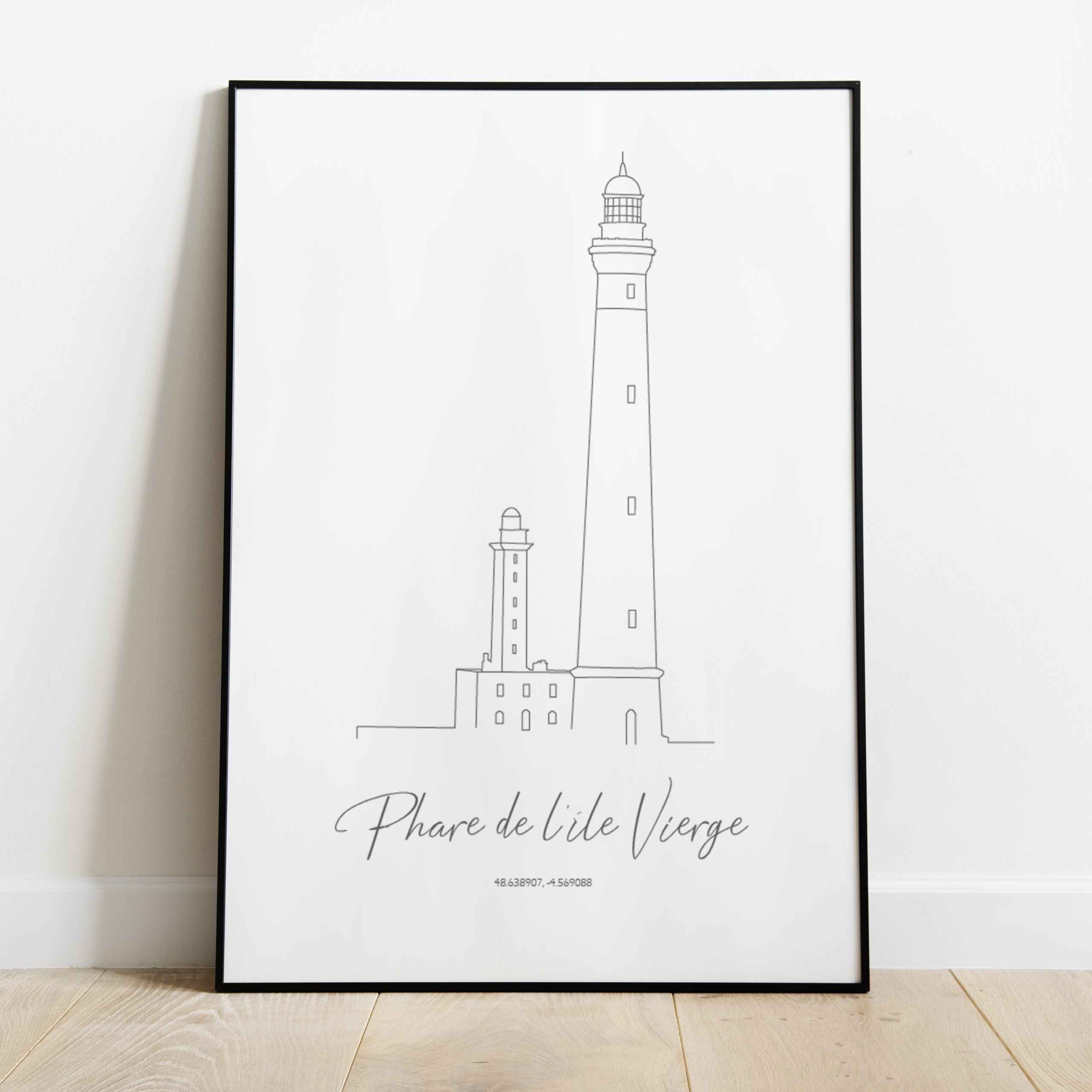 Affiche Phare de d'Ile Vierge, phare de Bretagne, phare du Finistère, Plouguerneau, Brest