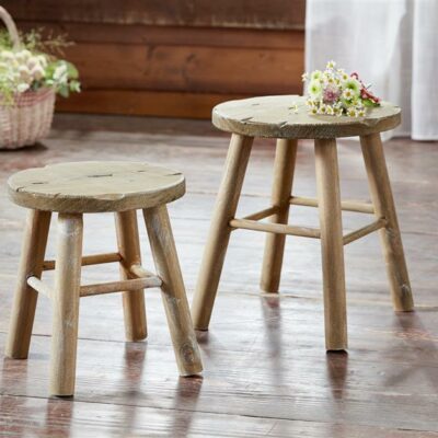 lot de 2 tabourets ronds en "vieux" bois