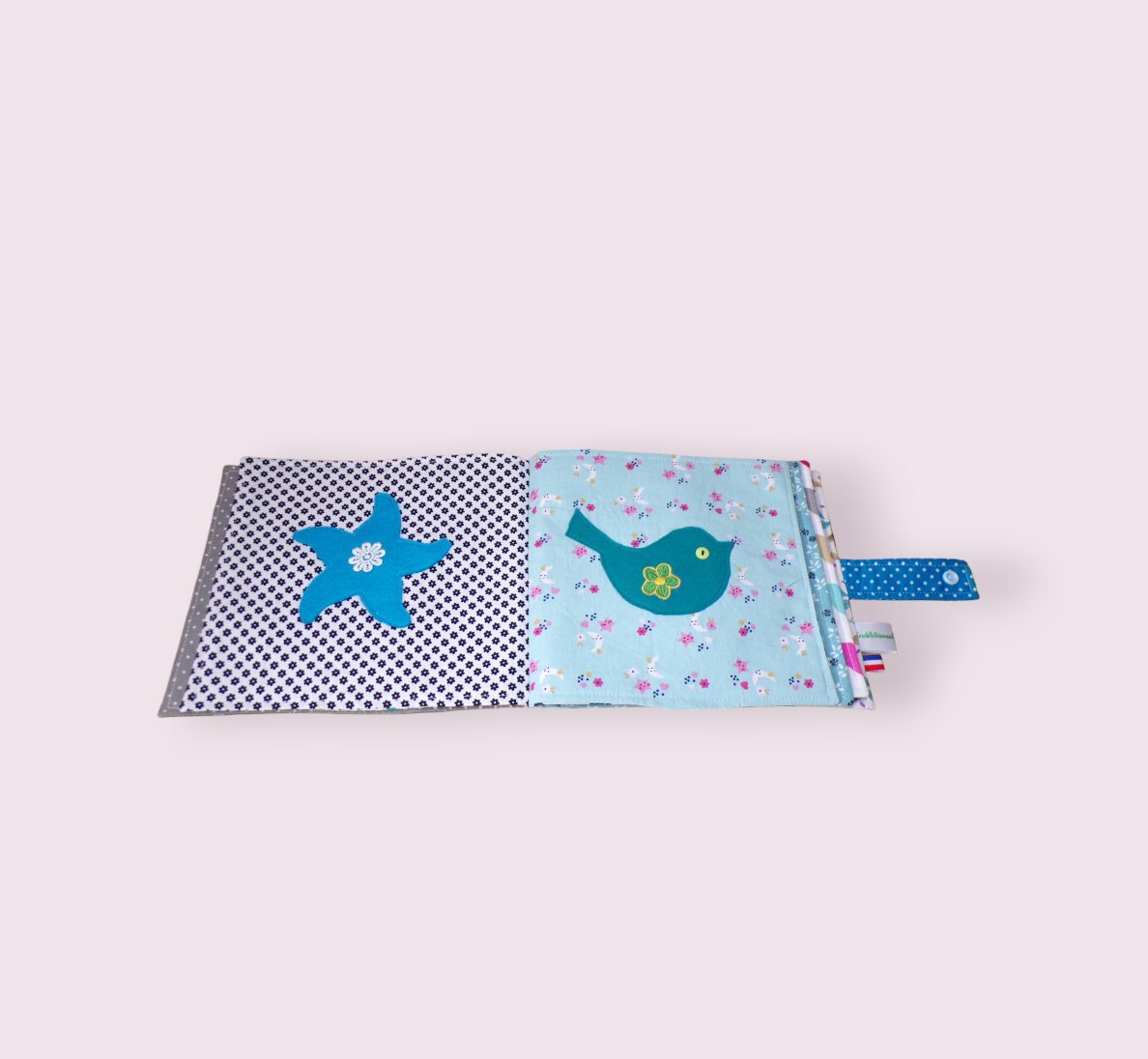 livre bébé tissu 10 pages, quiet book, livre d’éveil bébé, livre silencieux modèle oursons – Image 3