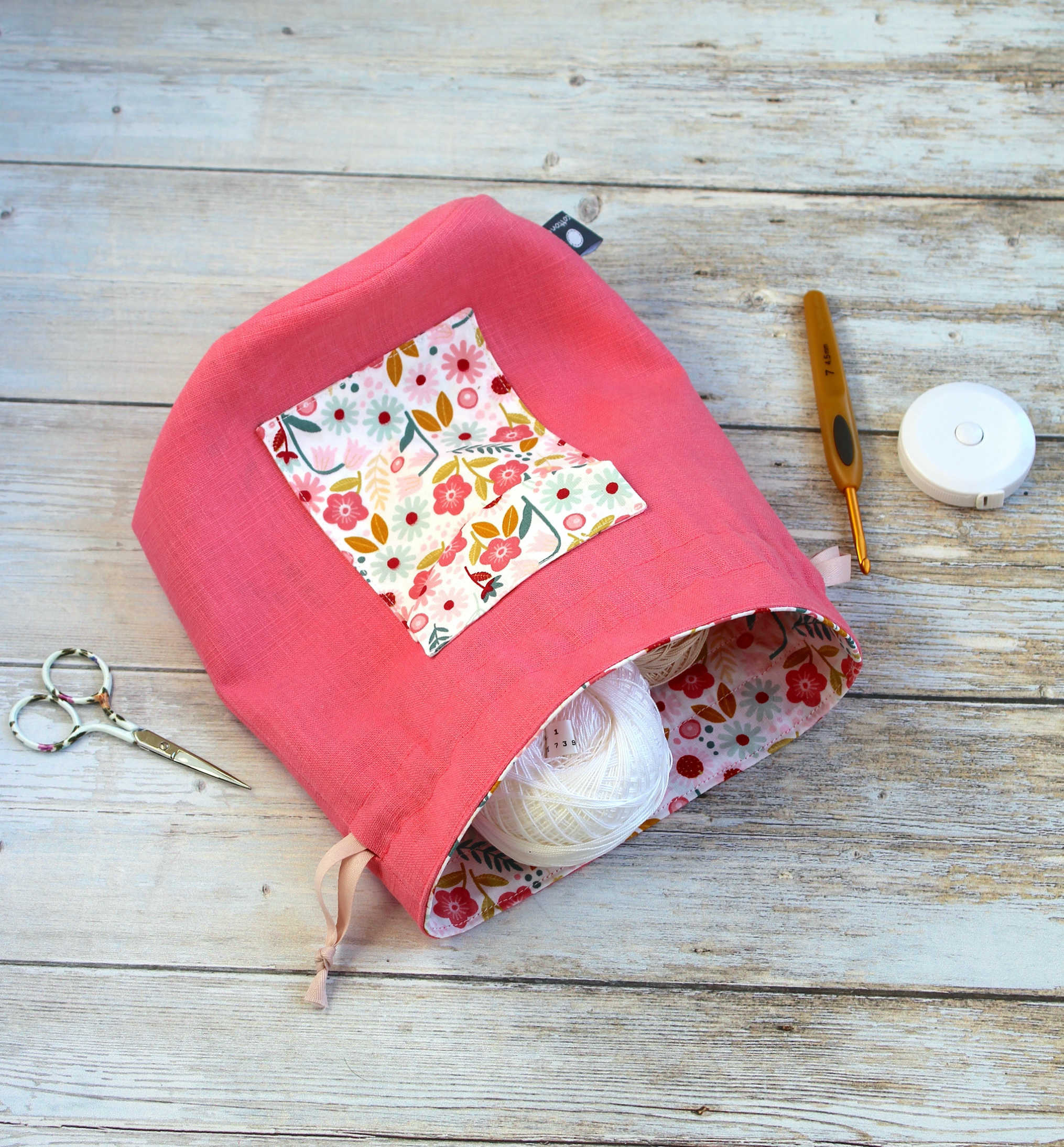 Petit sac à projets crochet tricot, pochon range pelotes de laine, accessoire tricot – Image 4