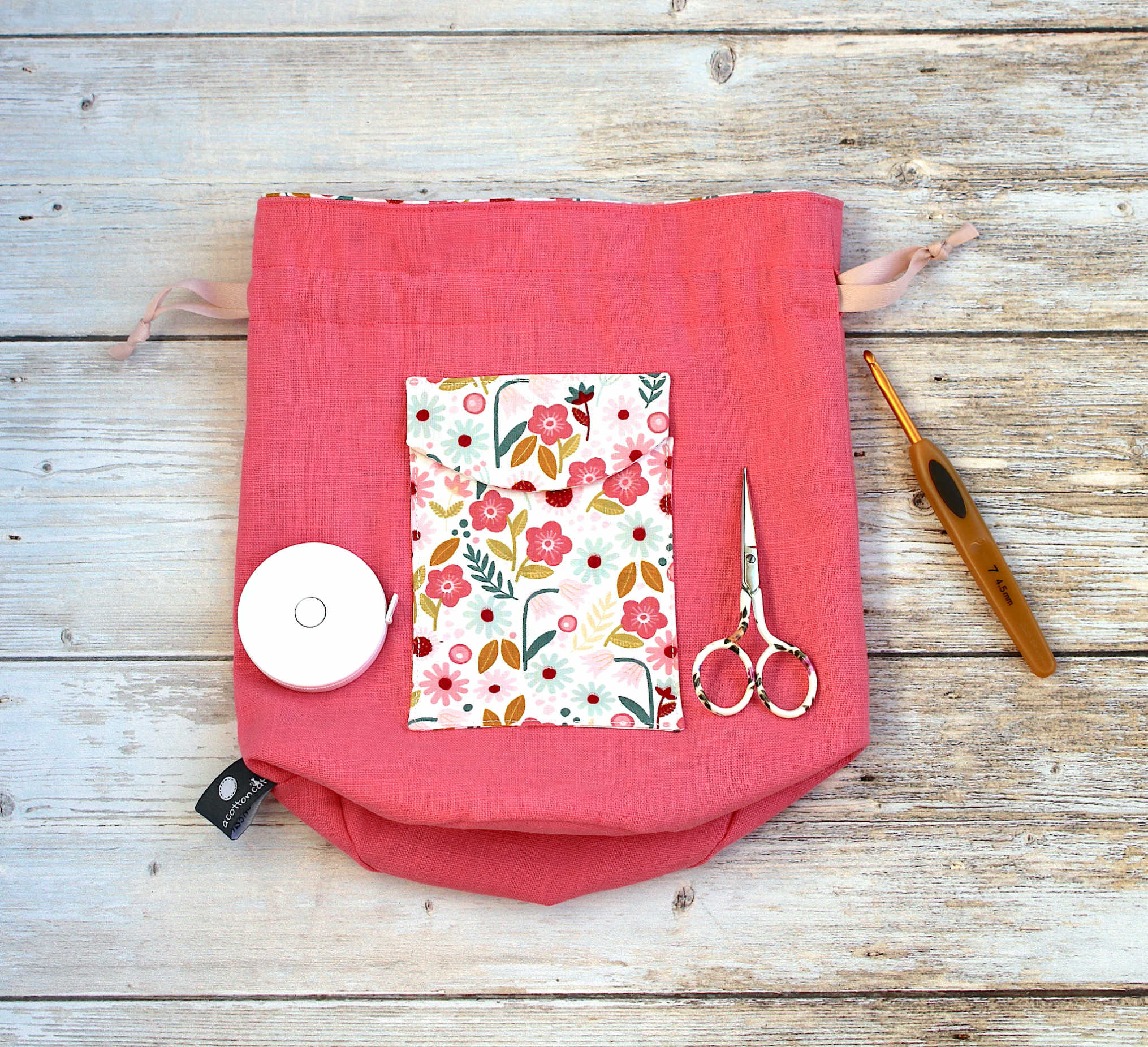 Petit sac à projets crochet tricot, pochon range pelotes de laine, accessoire tricot – Image 3