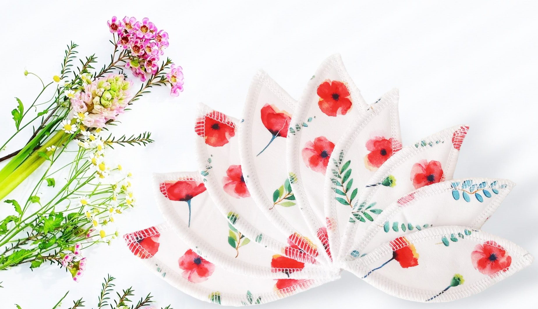Pad interlabial lavable Bio - COQUELICOT (lot de 9) Taille : M-L - zéro déchet - pétales interlabiaux lavables - pétales menstruels lavables - Zéro déchet - tampons périodiques