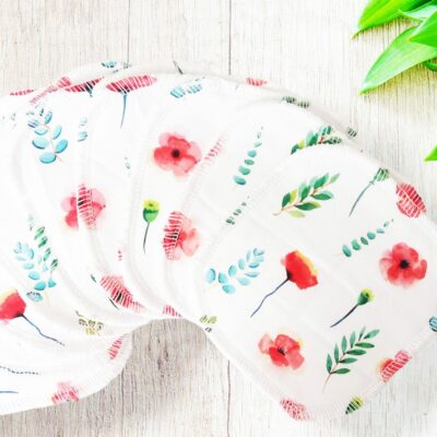 Grandes lingettes lavables Bio COQUELICOT (lot de 9) - Lingettes hygiéniques lavables et réutilisables - Papier hygiénique lavable et réutilisable