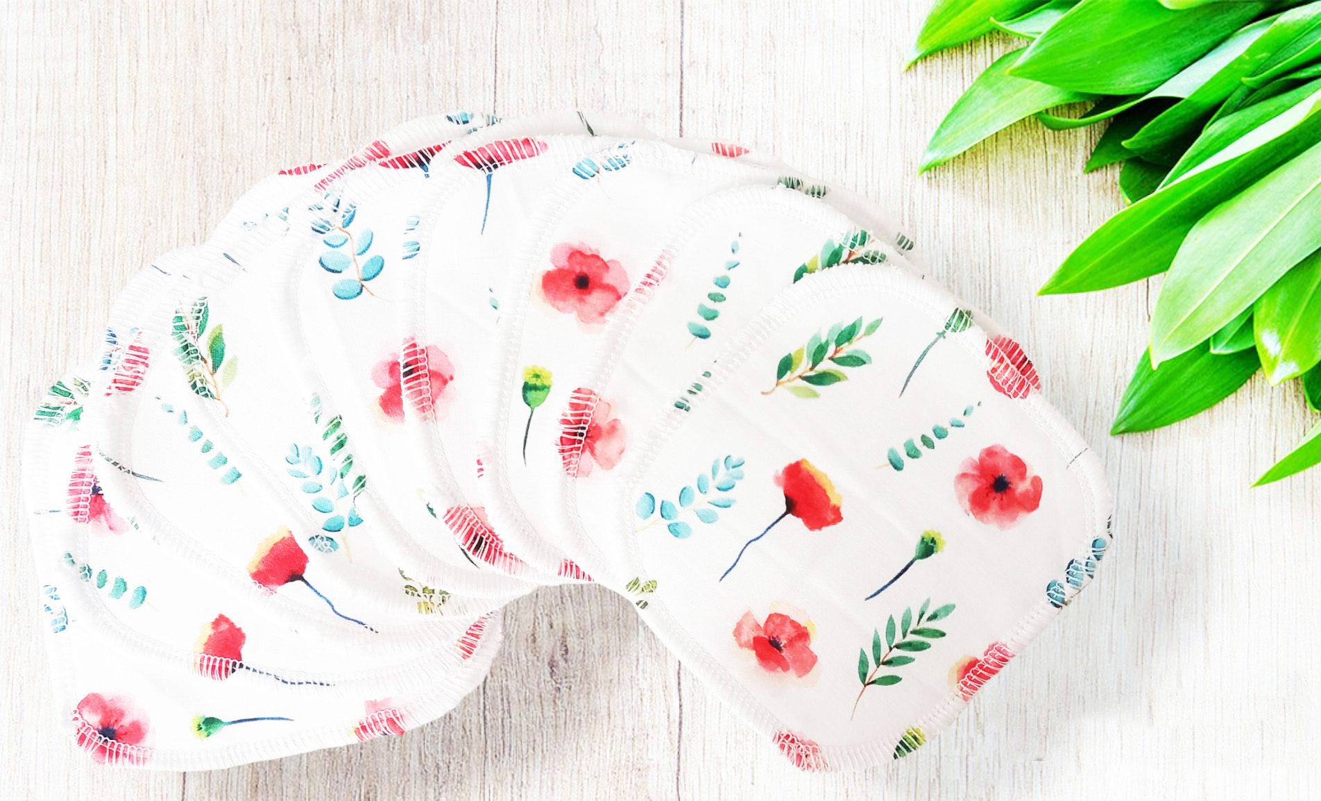 Grandes lingettes lavables Bio COQUELICOT (lot de 9) - Lingettes hygiéniques lavables et réutilisables - Papier hygiénique lavable et réutilisable
