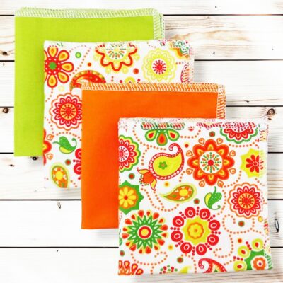Lot 4 grands mouchoirs en coton lavables et réutilisables MANDALA (25 x 25 cm) Mouchoir alternatif et durable - Hanckies