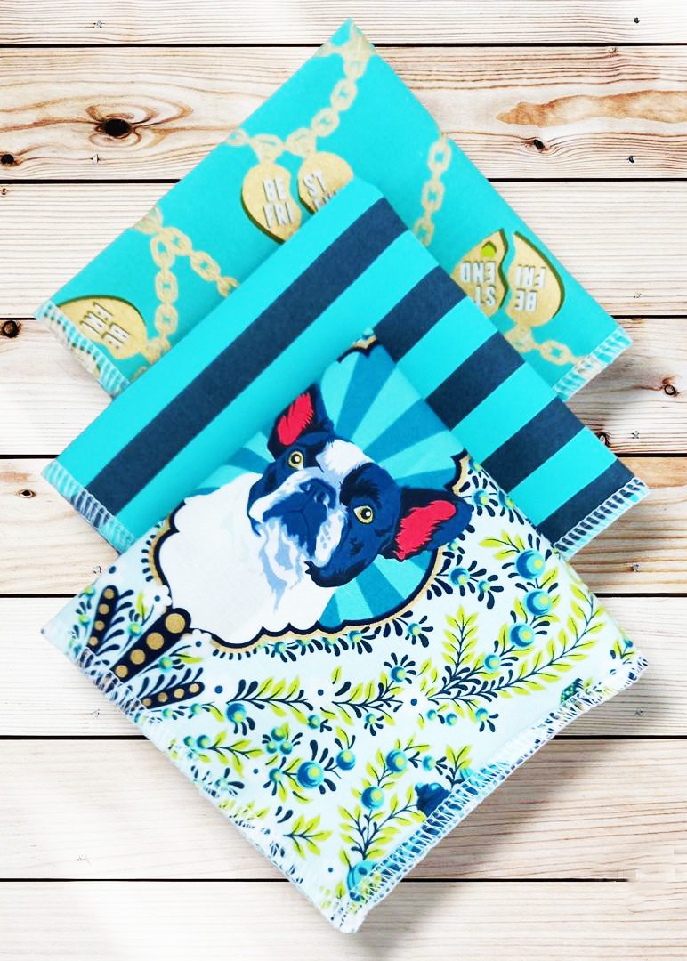 Lot 3 grands mouchoirs en coton lavables et réutilisables BESTIES (25 x 25 cm) Mouchoir alternatif et durable - Hanckies