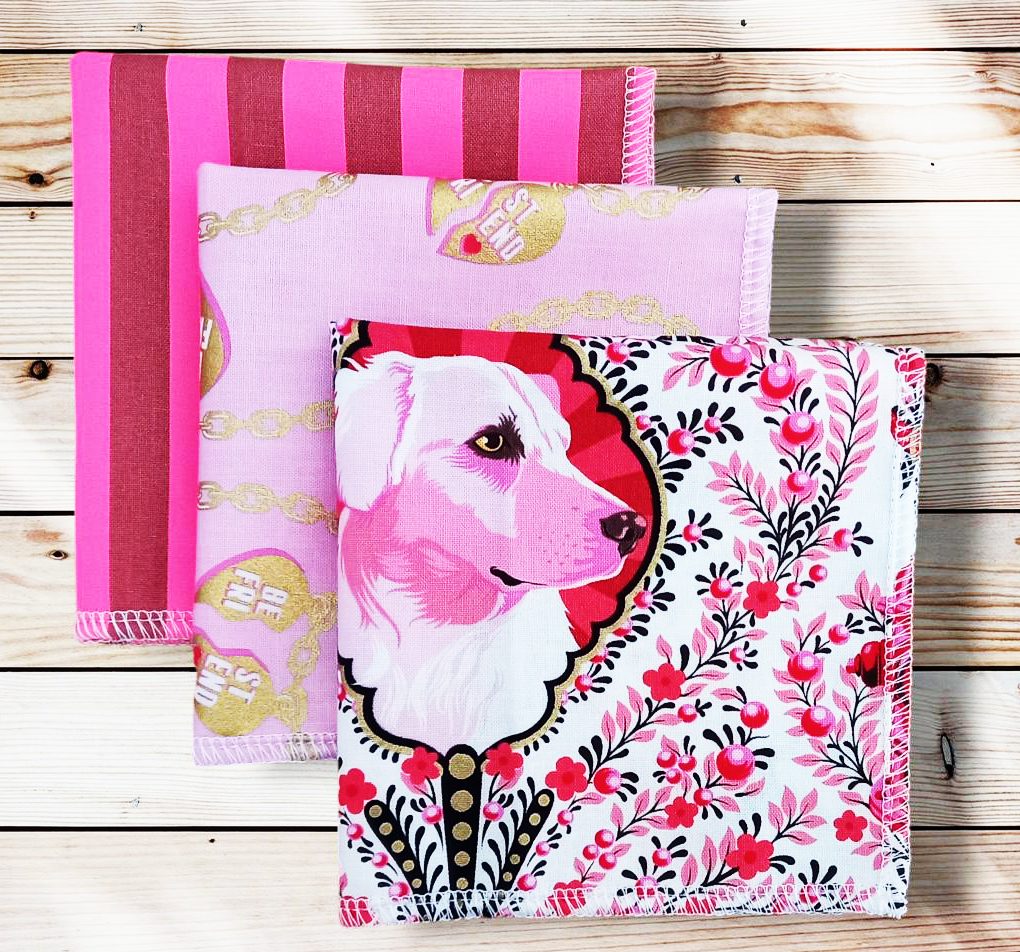 Lot 3 grands mouchoirs en coton lavables et réutilisables BESTIES (25 x 25 cm) Mouchoir alternatif et durable - Hanckies