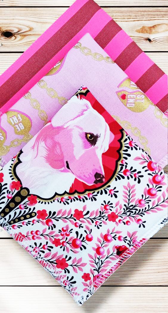 Lot 3 grands mouchoirs en coton lavables et réutilisables BESTIES (25 x 25 cm) Mouchoir alternatif et durable - Hanckies