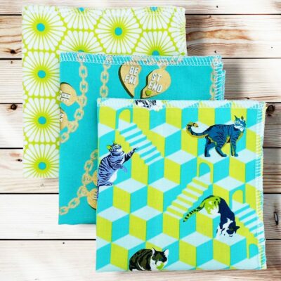 Lot 3 grands mouchoirs en coton lavables et réutilisables BESTIES (25 x 25 cm) Mouchoir alternatif et durable - Hanckies