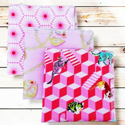 Lot 3 grands mouchoirs en coton lavables et réutilisables BESTIES (25 x 25 cm) Mouchoir alternatif et durable - Hanckies