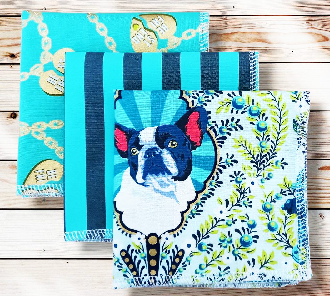 Lot 3 grands mouchoirs en coton lavables et réutilisables BESTIES (25 x 25 cm) Mouchoir alternatif et durable - Hanckies