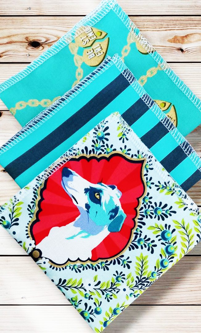 Lot 3 grands mouchoirs en coton lavables et réutilisables BESTIES (25 x 25 cm) Mouchoir alternatif et durable - Hanckies