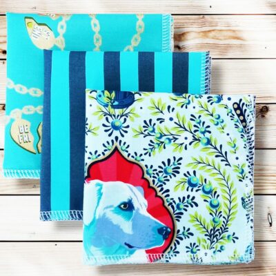 Lot 3 grands mouchoirs en coton lavables et réutilisables BESTIES (25 x 25 cm) Mouchoir alternatif et durable - Hanckies
