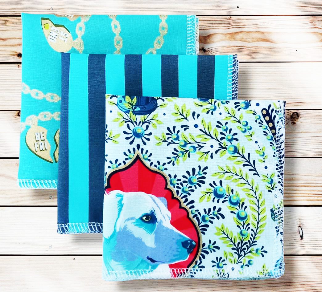 Lot 3 grands mouchoirs en coton lavables et réutilisables BESTIES (25 x 25 cm) Mouchoir alternatif et durable - Hanckies