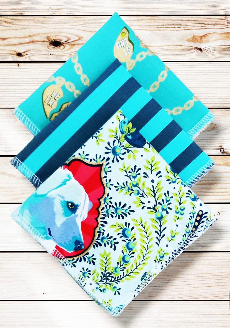 Lot 3 grands mouchoirs en coton lavables et réutilisables BESTIES (25 x 25 cm) Mouchoir alternatif et durable - Hanckies