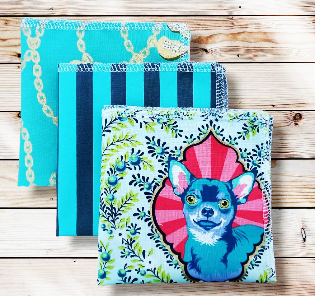 Lot 3 grands mouchoirs en coton lavables et réutilisables BESTIES (25 x 25 cm) Mouchoir alternatif et durable - Hanckies