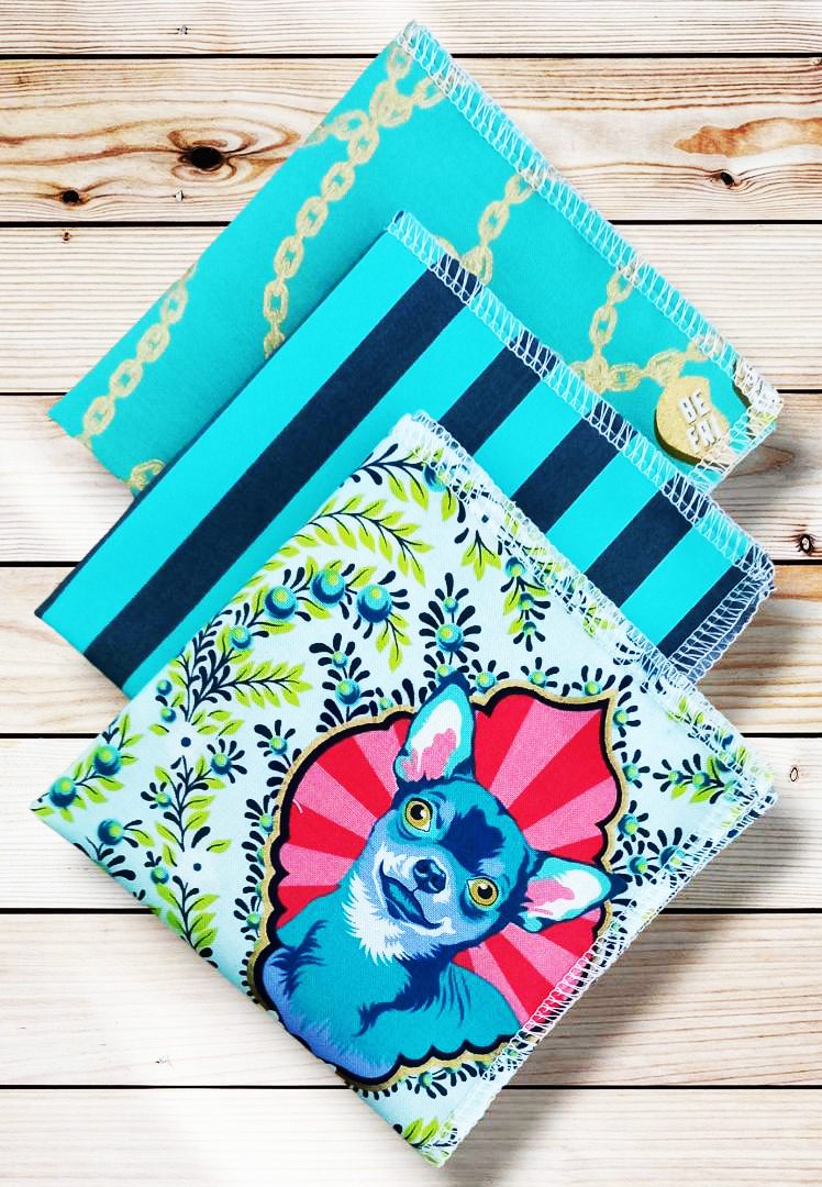 Lot 3 grands mouchoirs en coton lavables et réutilisables BESTIES (25 x 25 cm) Mouchoir alternatif et durable - Hanckies