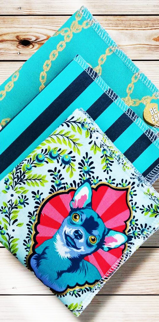 Lot 3 grands mouchoirs en coton lavables et réutilisables BESTIES (25 x 25 cm) Mouchoir alternatif et durable - Hanckies