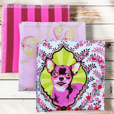 Lot 3 grands mouchoirs en coton lavables et réutilisables BESTIES (25 x 25 cm) Mouchoir alternatif et durable - Hanckies