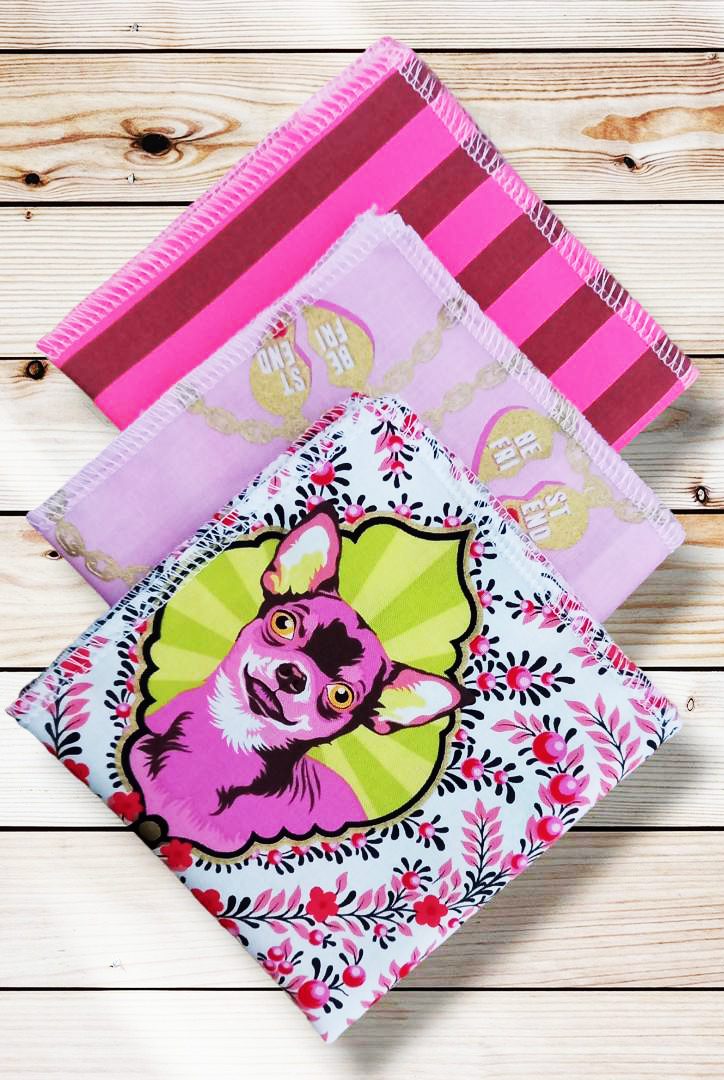 Lot 3 grands mouchoirs en coton lavables et réutilisables BESTIES (25 x 25 cm) Mouchoir alternatif et durable - Hanckies