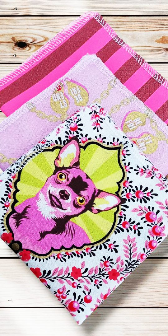 Lot 3 grands mouchoirs en coton lavables et réutilisables BESTIES (25 x 25 cm) Mouchoir alternatif et durable - Hanckies