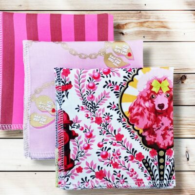 Lot 3 grands mouchoirs en coton lavables et réutilisables BESTIES (25 x 25 cm) Mouchoir alternatif et durable - Hanckies