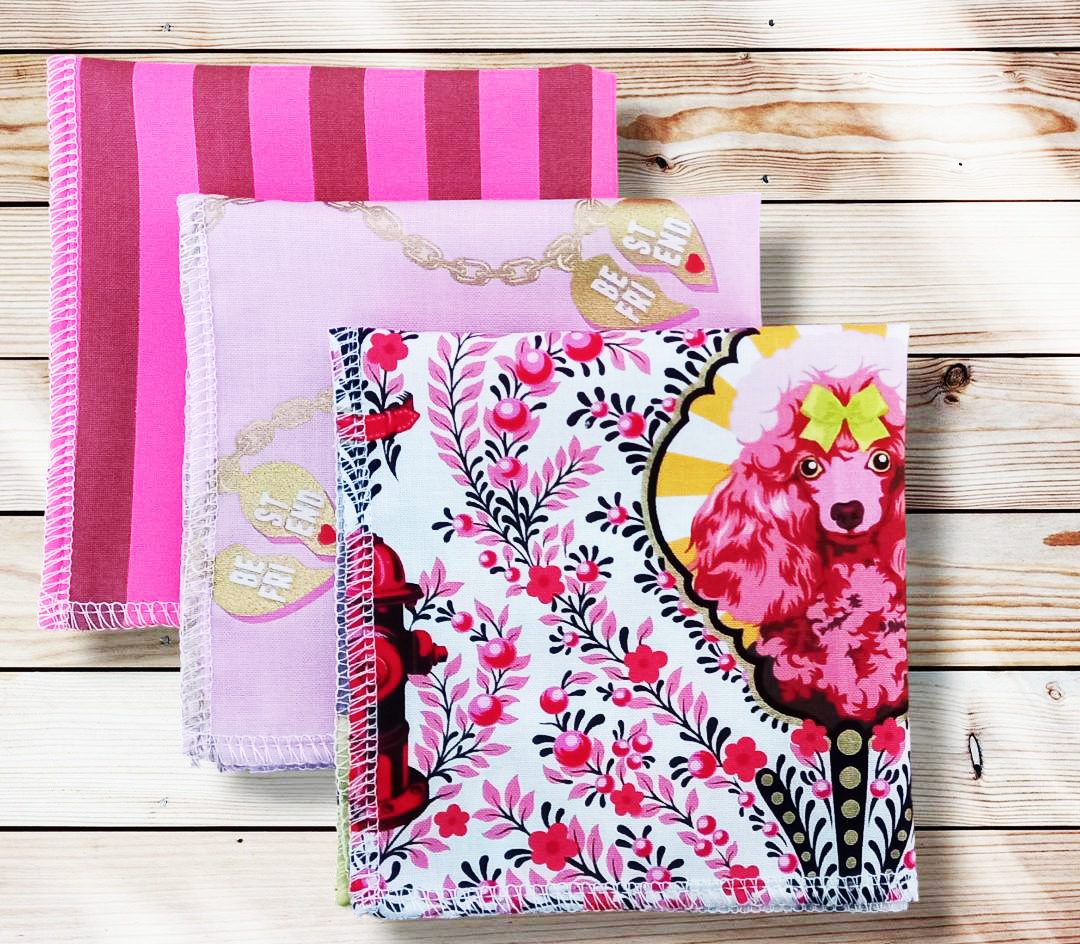 Lot 3 grands mouchoirs en coton lavables et réutilisables BESTIES (25 x 25 cm) Mouchoir alternatif et durable - Hanckies