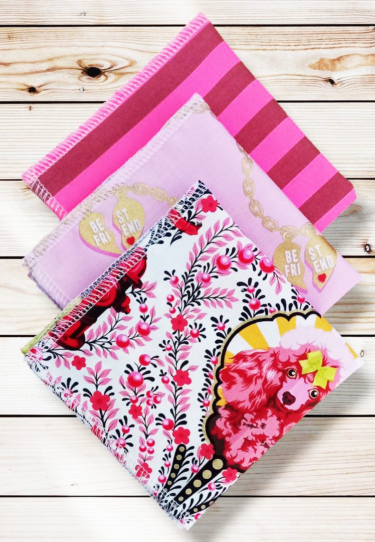 Lot 3 grands mouchoirs en coton lavables et réutilisables BESTIES (25 x 25 cm) Mouchoir alternatif et durable - Hanckies