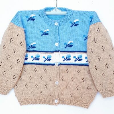Veste enfant tricot, fait main, en laine, pour fille taille 2 ans