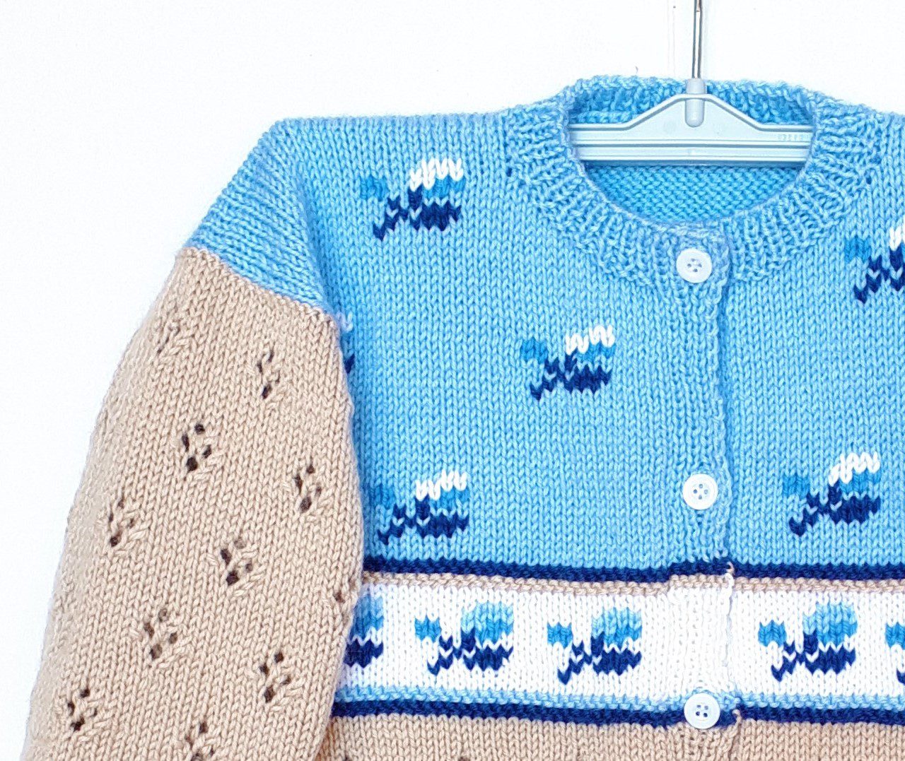 Veste enfant tricot, fait main, en laine, pour fille taille 2 ans – Image 2