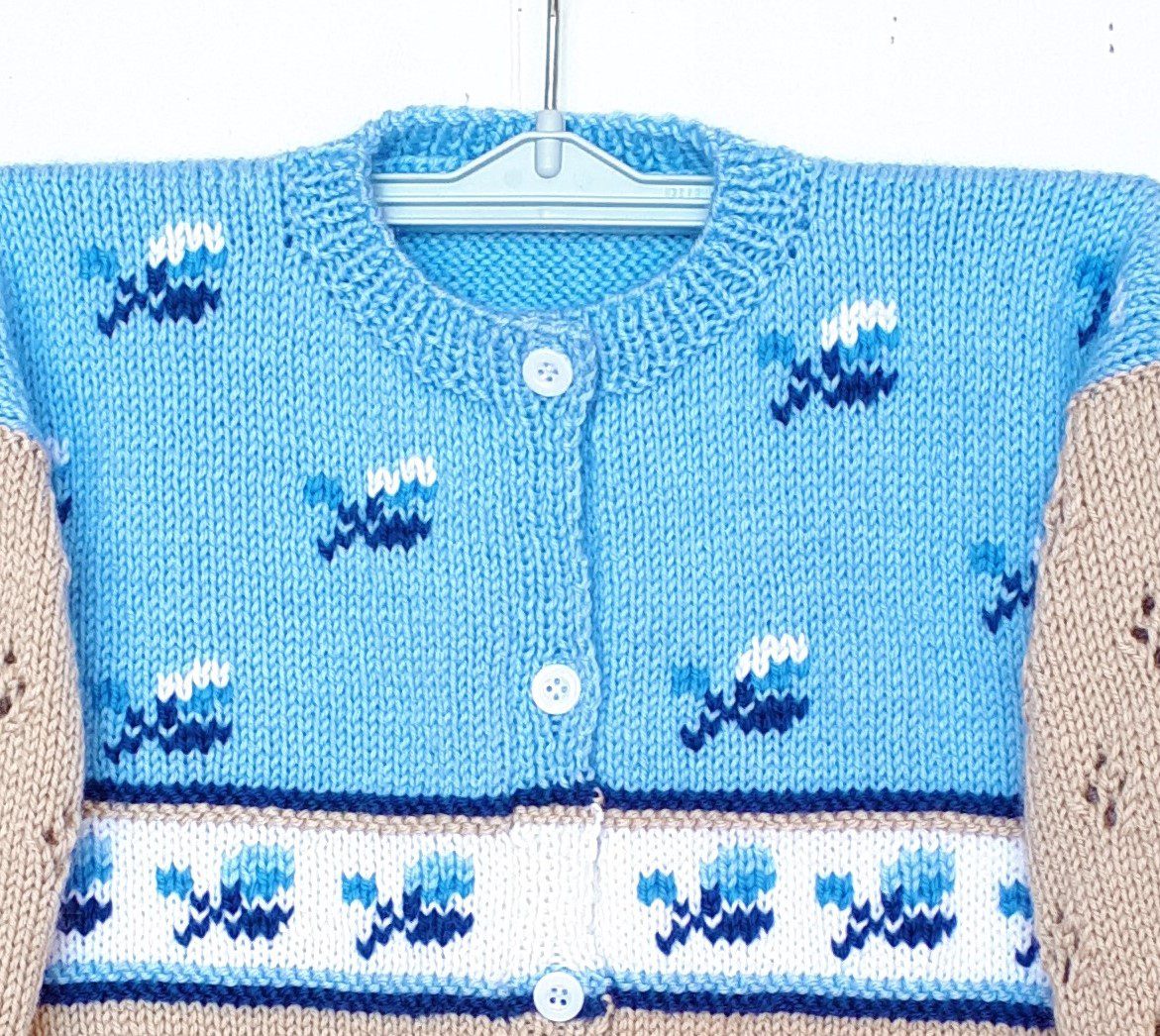 Veste enfant tricot, fait main, en laine, pour fille taille 2 ans – Image 4