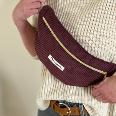 Sac banane en velours cotelé - prune