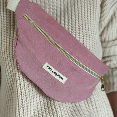 Sac banane en velours - rose