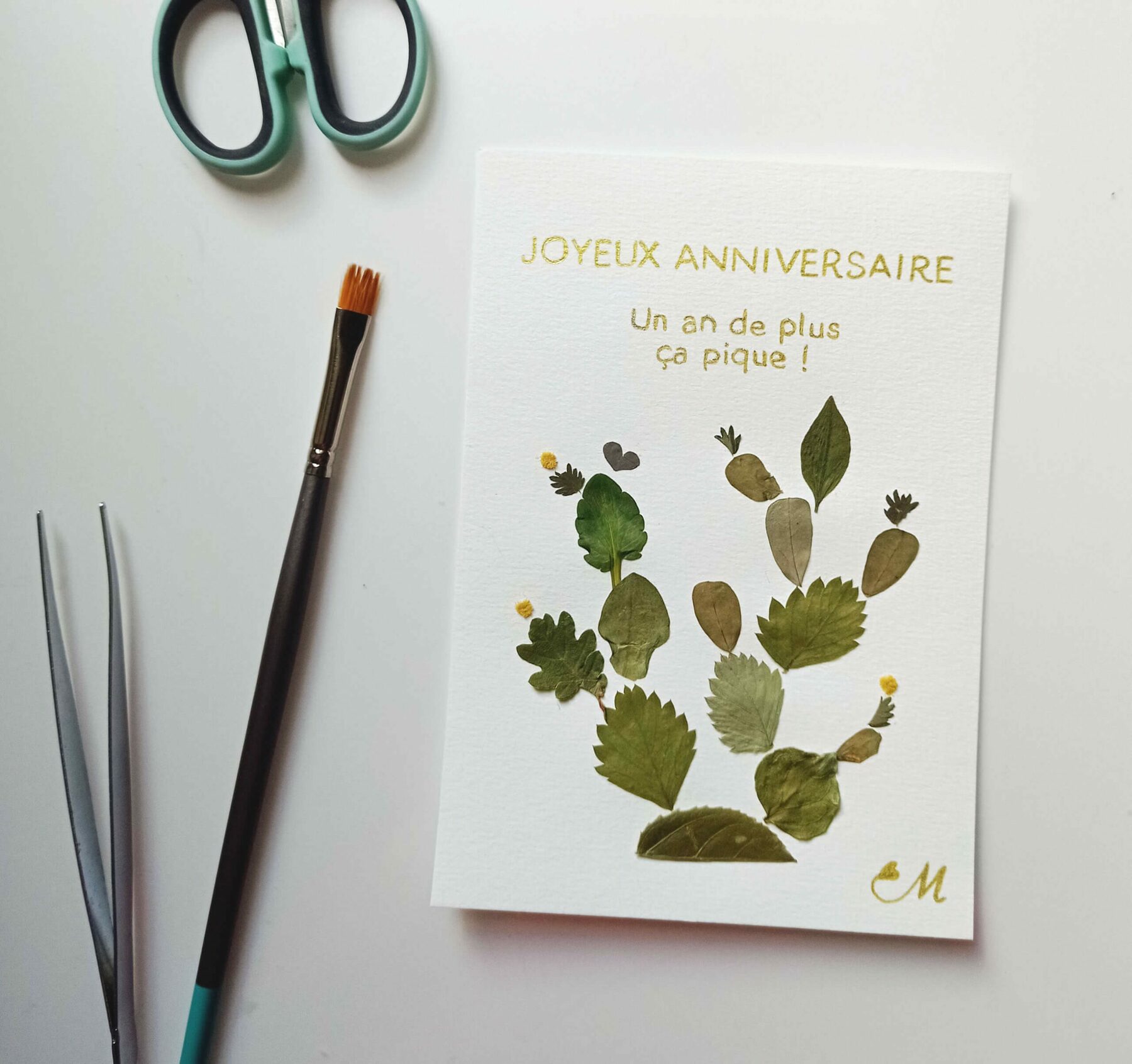 Carte Anniversaire fleurs séchées