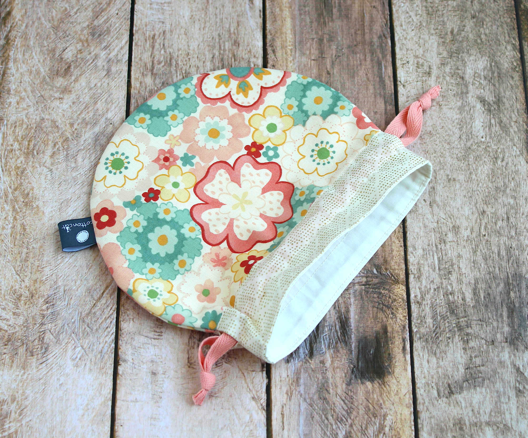 pochon rond tissu fleurs
