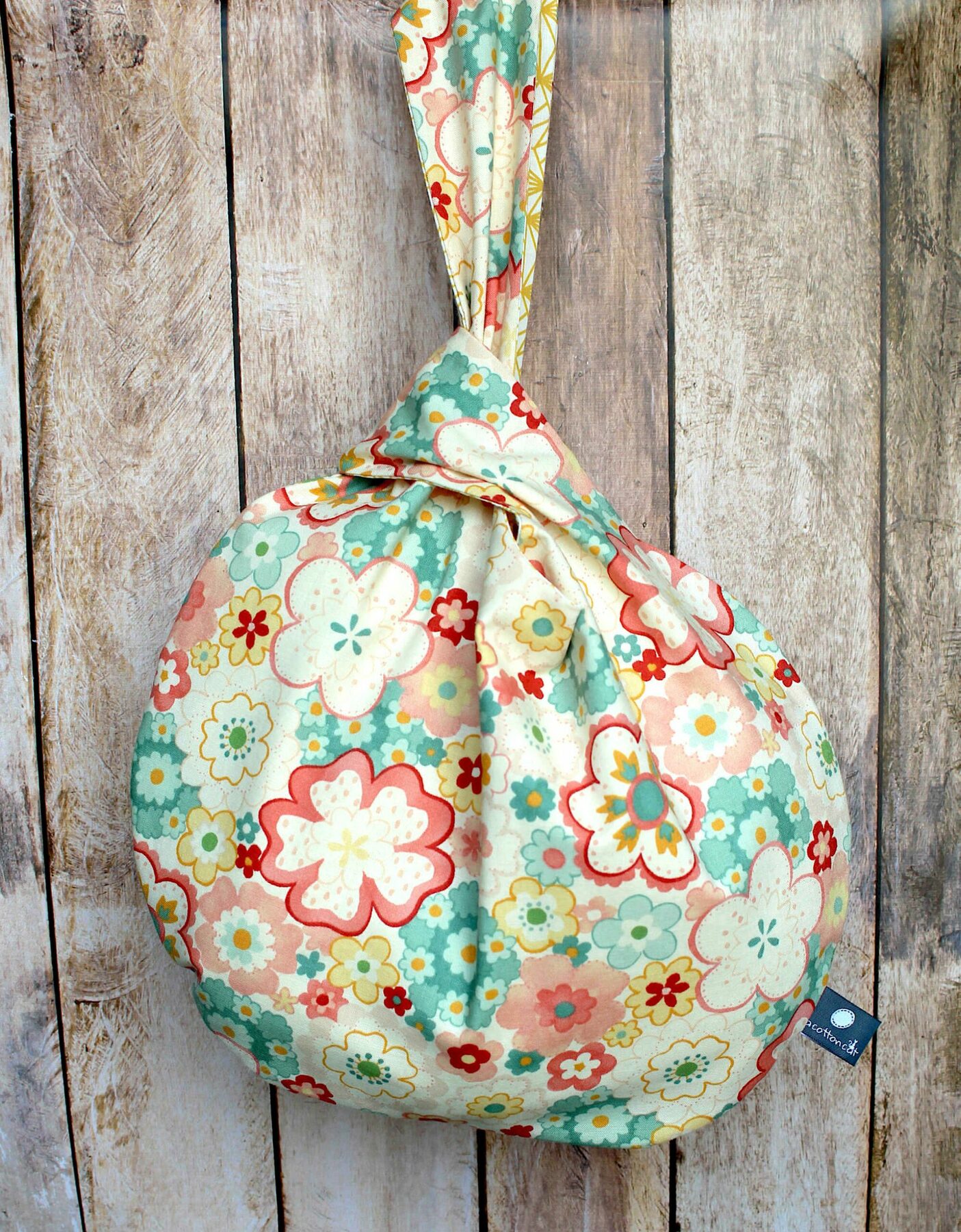 sac japonais noeud tissu fleurs
