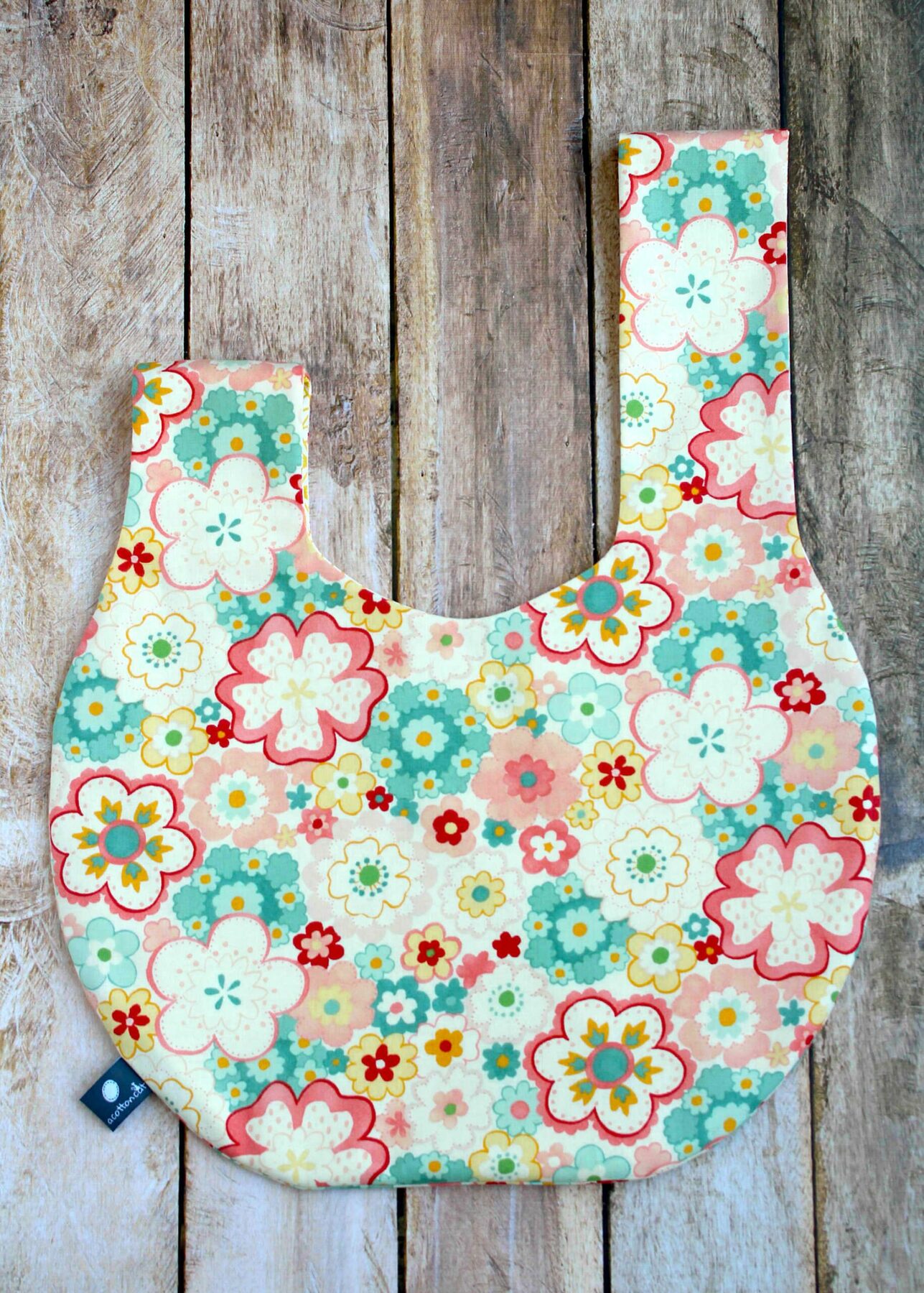 Sac japonais à noeud, sac à projets, knot bag tissu fleurs – Image 4
