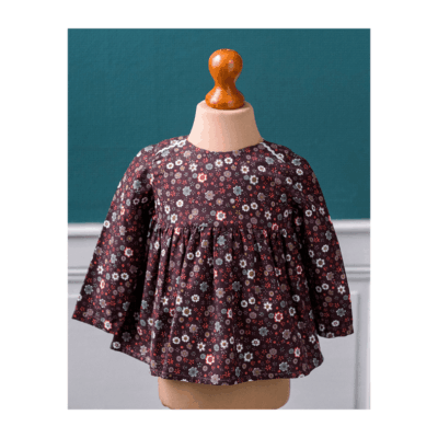 Blouse fillette en velours milleraies