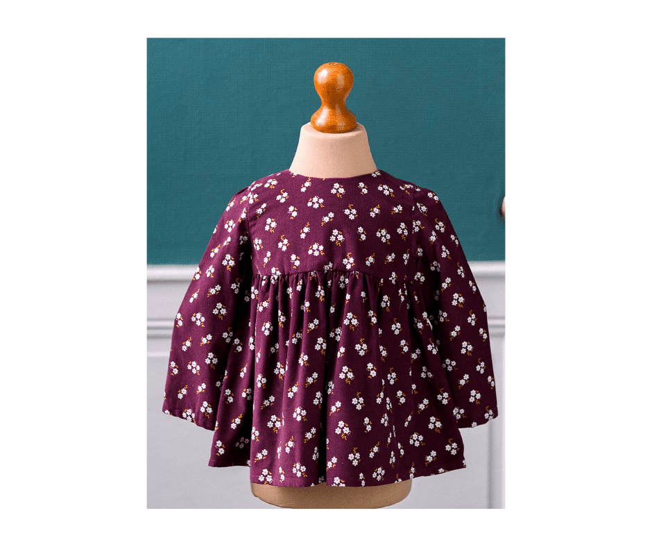 Blouse fillette en velours milleraies