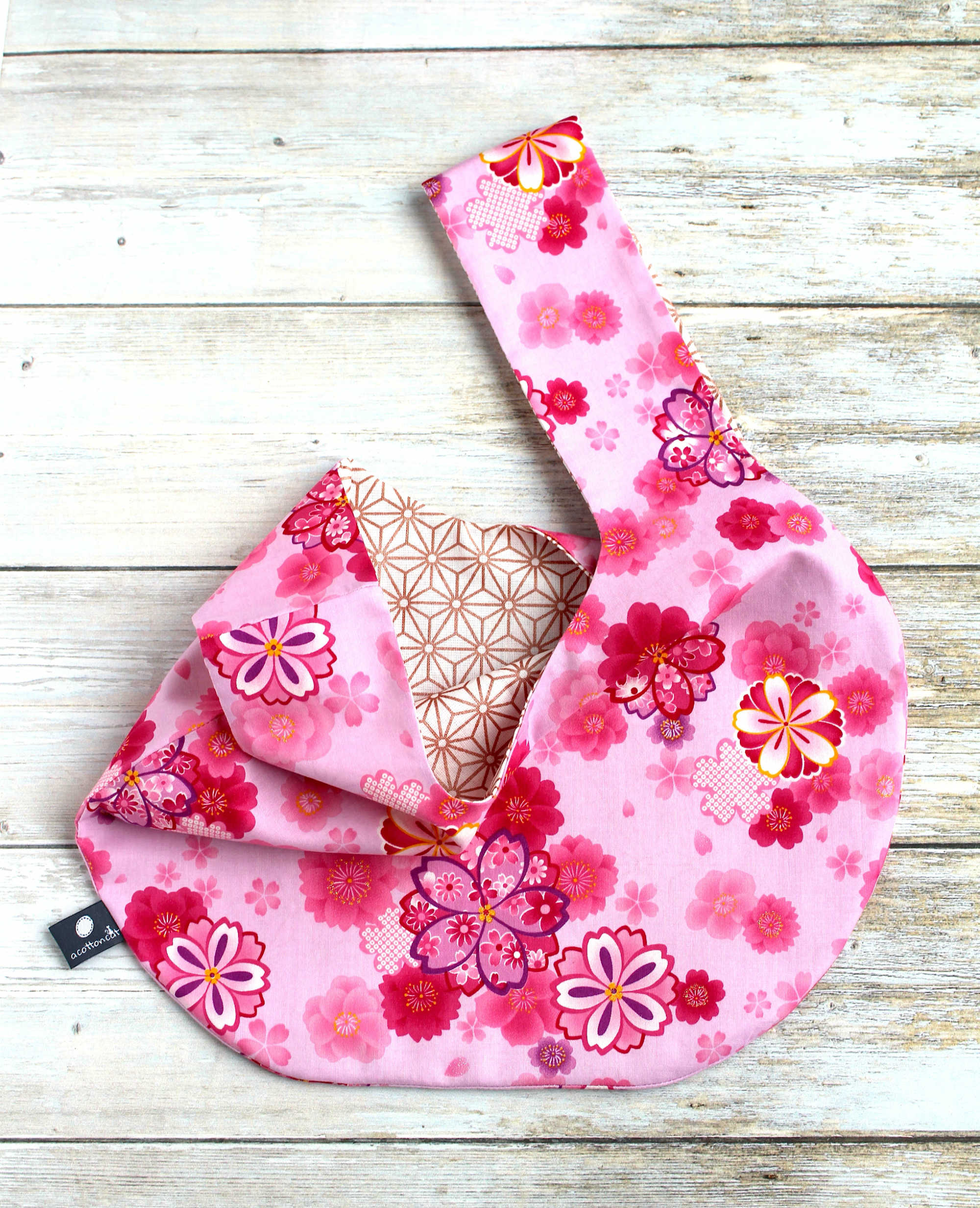 sac japonais fleurs rose