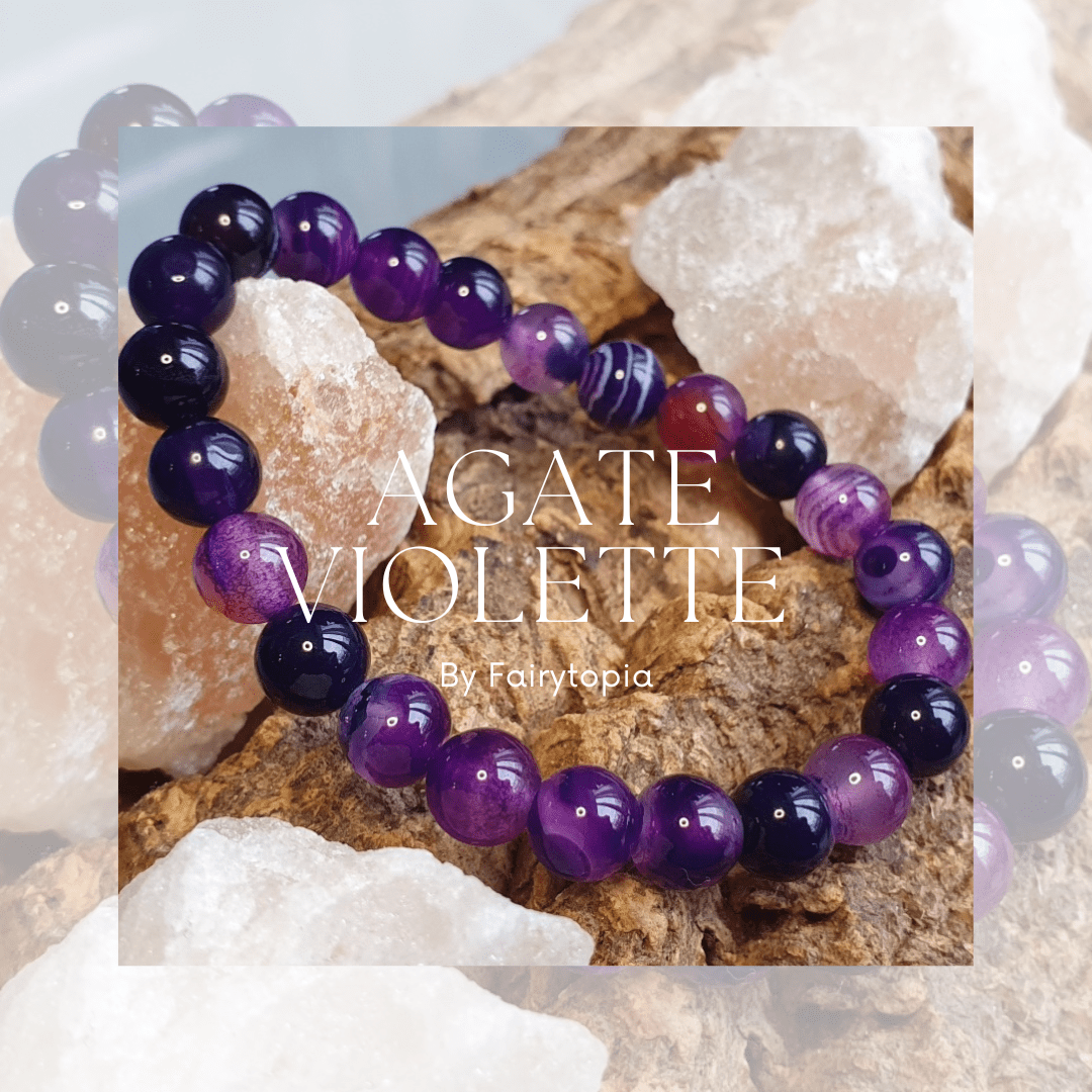 Bracelet en Agate Violette - Élégance et Sérénité en Perles de 8 mm